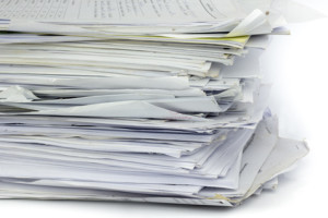 Piled up office work papers